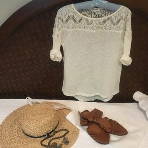White, Lace Aeropostale Blouse- NEVER WORN